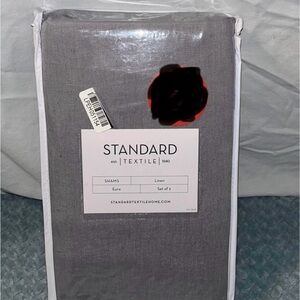 2-Standard Textile Gray Linen Shams Set